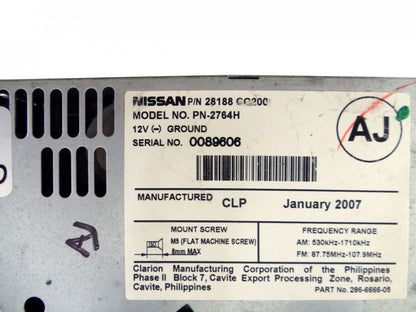 NISSAN Murano AM FM Radio 6 Disc CD Changer Player with out the face 28185 CC200 PN-2764H