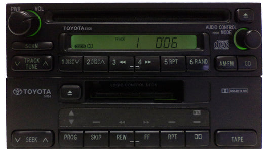 TOYOTA AM FM Radio CD Player 51800 4Runner Avalon Camry Celica Mr2 Seuoia Solara Sienna Tacoma Tundra Rav4 T100 1990 1991 1992 1993 1994 1995 1996 1997 1998 1999 JBL PREMIUM AMPLIFIER W/Cassette Player