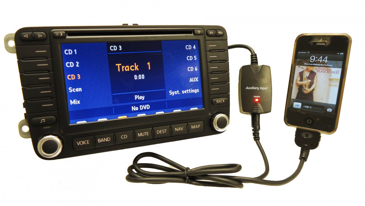 VW Volkswagen 12-pin iPod iPhone Adapter MP3 Auxiliary Harness Input Interface for Radio CD Player 2002 2003 2004 2005 2006 2007 2008 2009 2010 2011 2012
