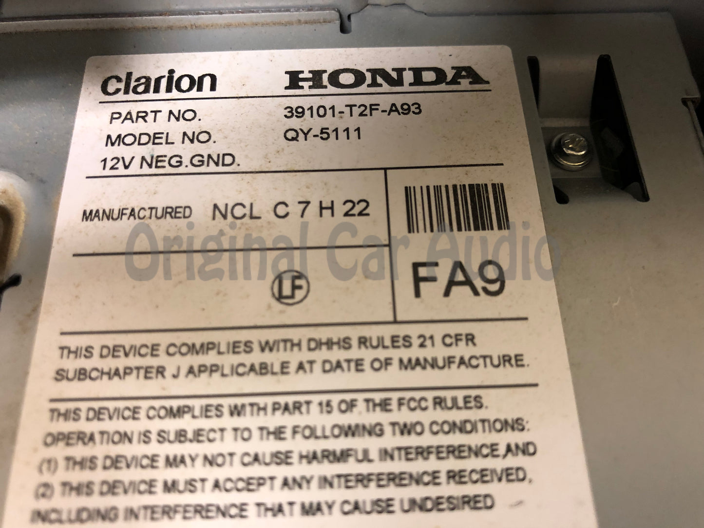 2016 - 2017 Honda Accord OEM Touch Screen Navigation Single CD AM FM SAT Bluetooth Radio Media Receiver