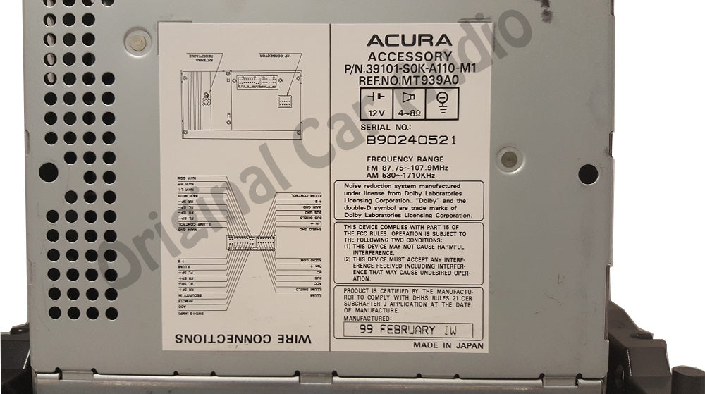 Acura TL Radio Receiver CD Player Tape Cassette Deck OEM