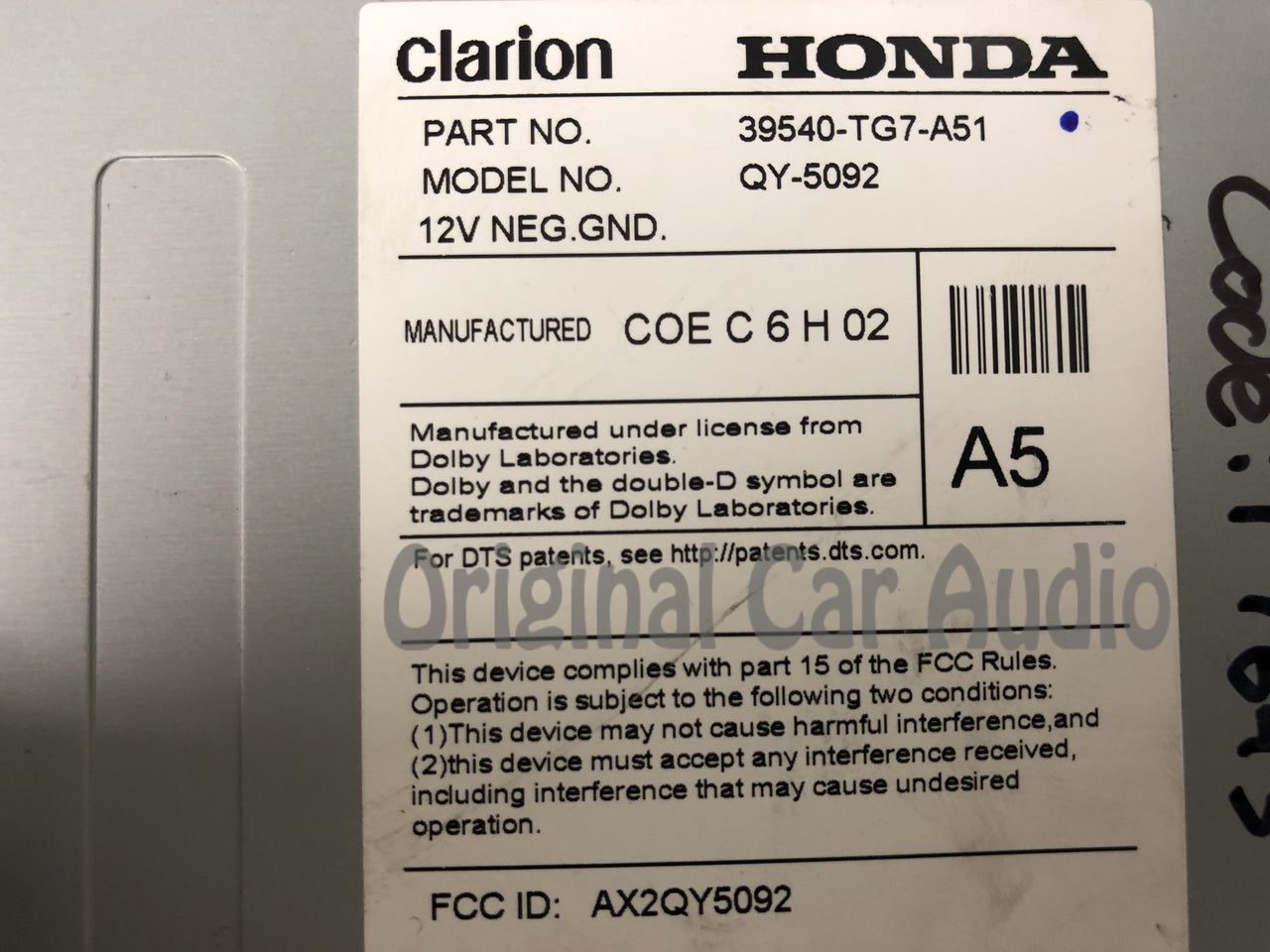 2016 - 2017 Honda Pilot OEM Touch Screen Navigation Multimedia AM FM Radio Receiver