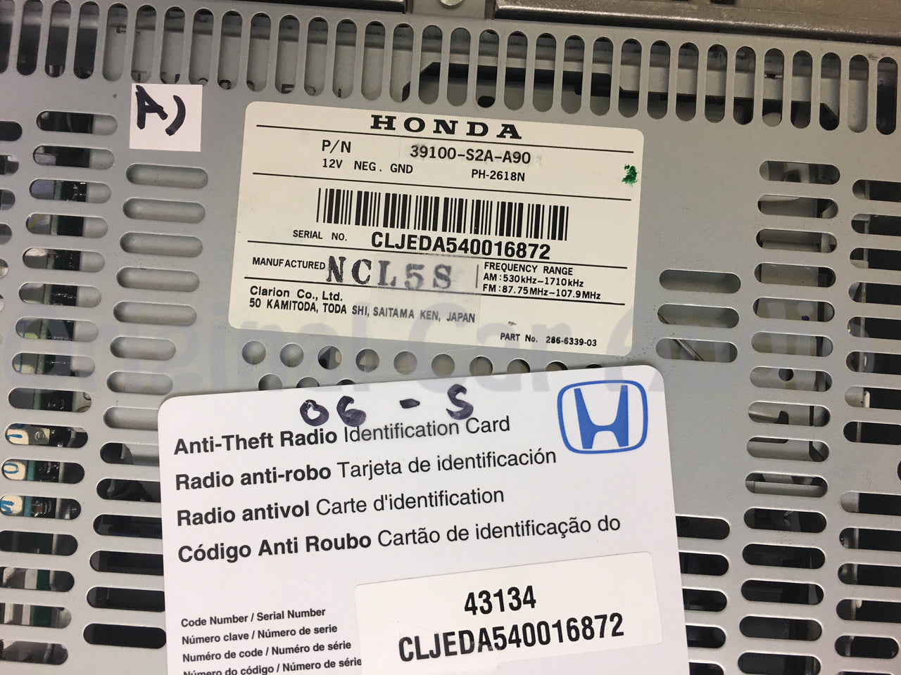 2006 - 2007 Honda S2000 S2K OEM CD XM Satellite Radio Receiver 4XJ3