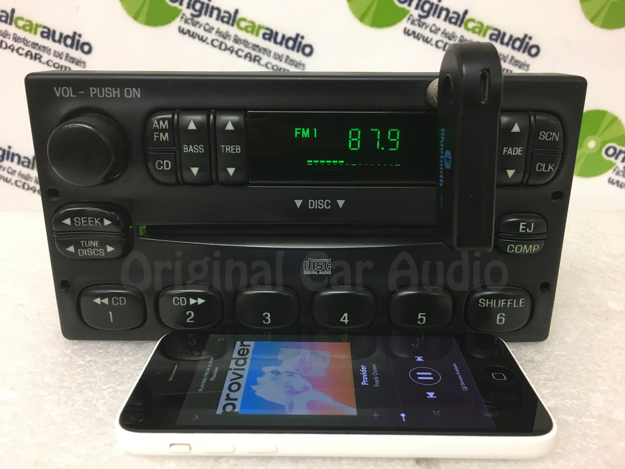 1998 - 2005 Ford Lincoln Mercury  Radio Single CD Player WITH ADDED AUX and Bluetooth Adapter