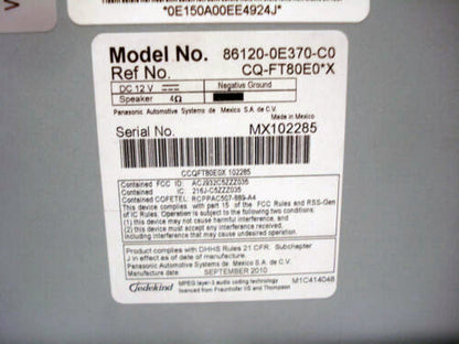 2008 2009 2010 2011 2012 NEW Toyota Highlander Radio Aux CD Player