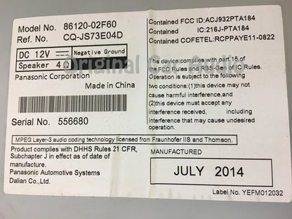 2014 2015 2016 Toyota Corolla OEM Radio CD Player Receiver 518C6