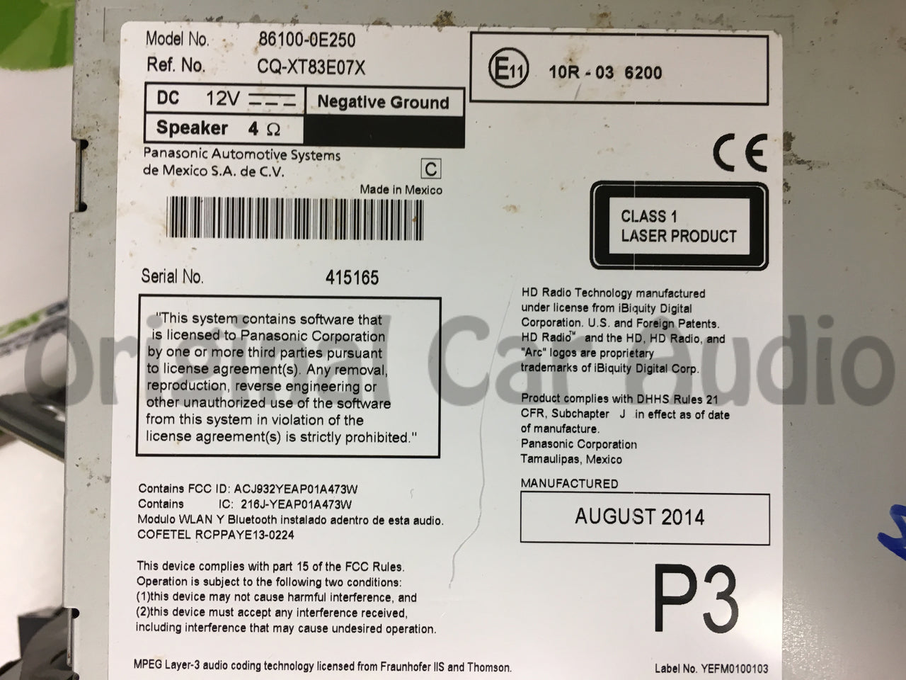 Refurbished 2014 - 2019 Toyota Highlander OEM Gracenote GPS Navigation HD AM FM Radio Receiver Bluetooth CD Player 57063