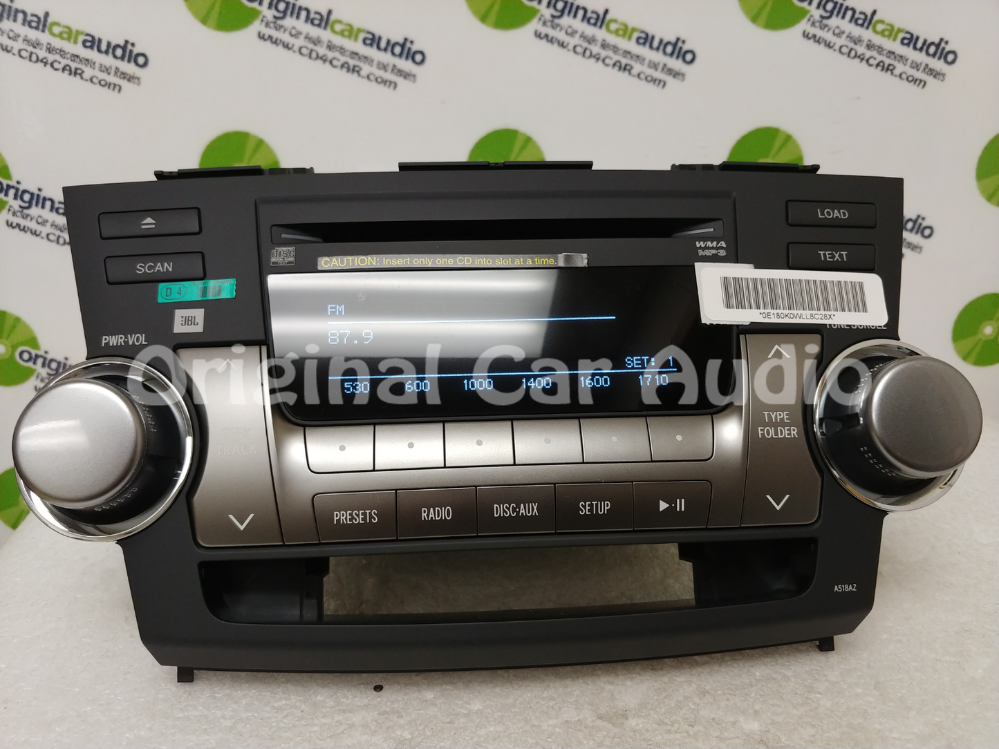 New 2011 - 2013 Toyota Highlander OEM JBL Radio MP3 CD Player A518AZ