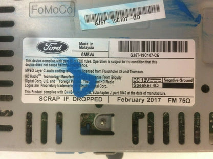 2017 - 2018 Ford Escape OEM AM FM SAT Radio CD Player Receiver SONY
