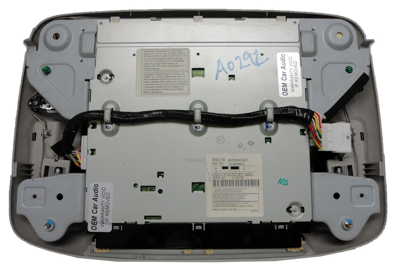 SUBARU Tribeca DVD Player Rear Entertainment System LCD Display Screen Monitor GREY GRAY 86255XA00AMVV 86255XA00AMV 2006 2007 2008 2009 2010 2011 OEM With Lights