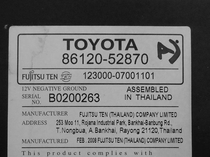 Toyota YARIS AUX MP3 CD Radio 11833 86120-52870 07 08 09