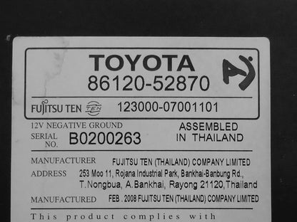 Toyota YARIS AUX MP3 CD Radio 11833 86120-52870 07 08 09
