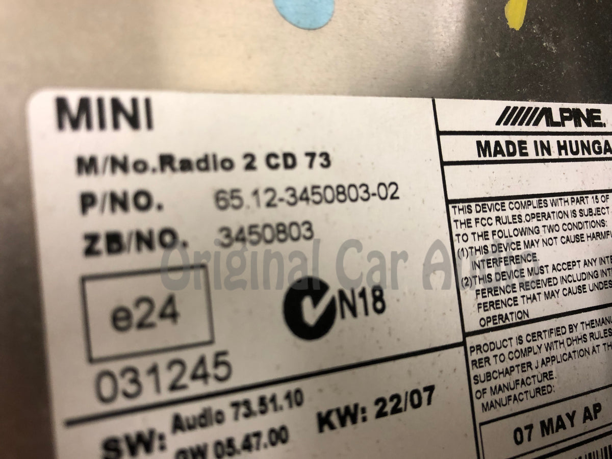 2007 - 2010 Mini Cooper R56 OEM Mini Boost Single CD Media AM FM Receiver