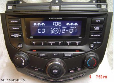 2003 - 2007 Honda Accord Radio and 6 CD  Changer Coupe 2DR 7BX0