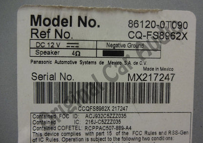 Toyota Venza bluetooth radio MP3 CD player A518AC OEM