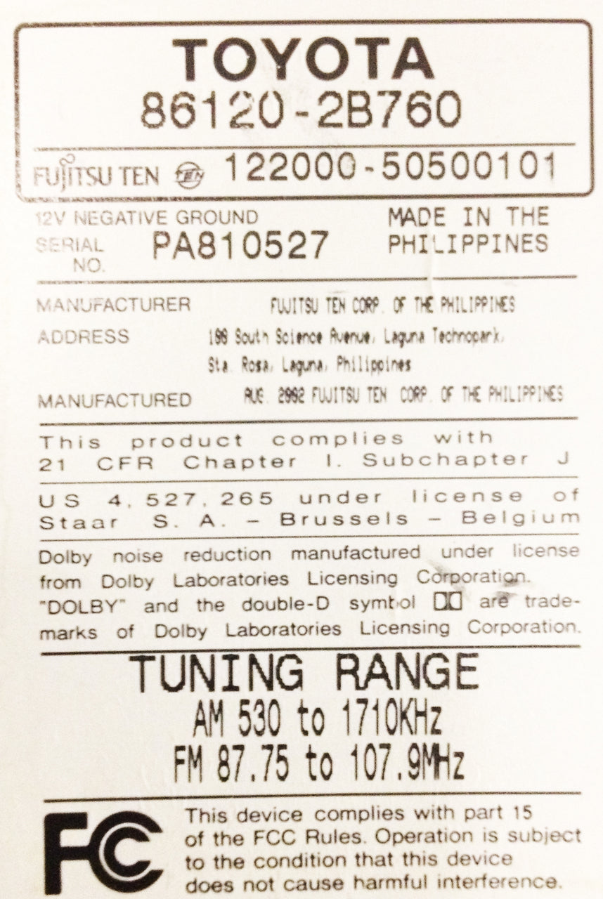 Toyota Rav4 AM FM Radio Tape CD Player
