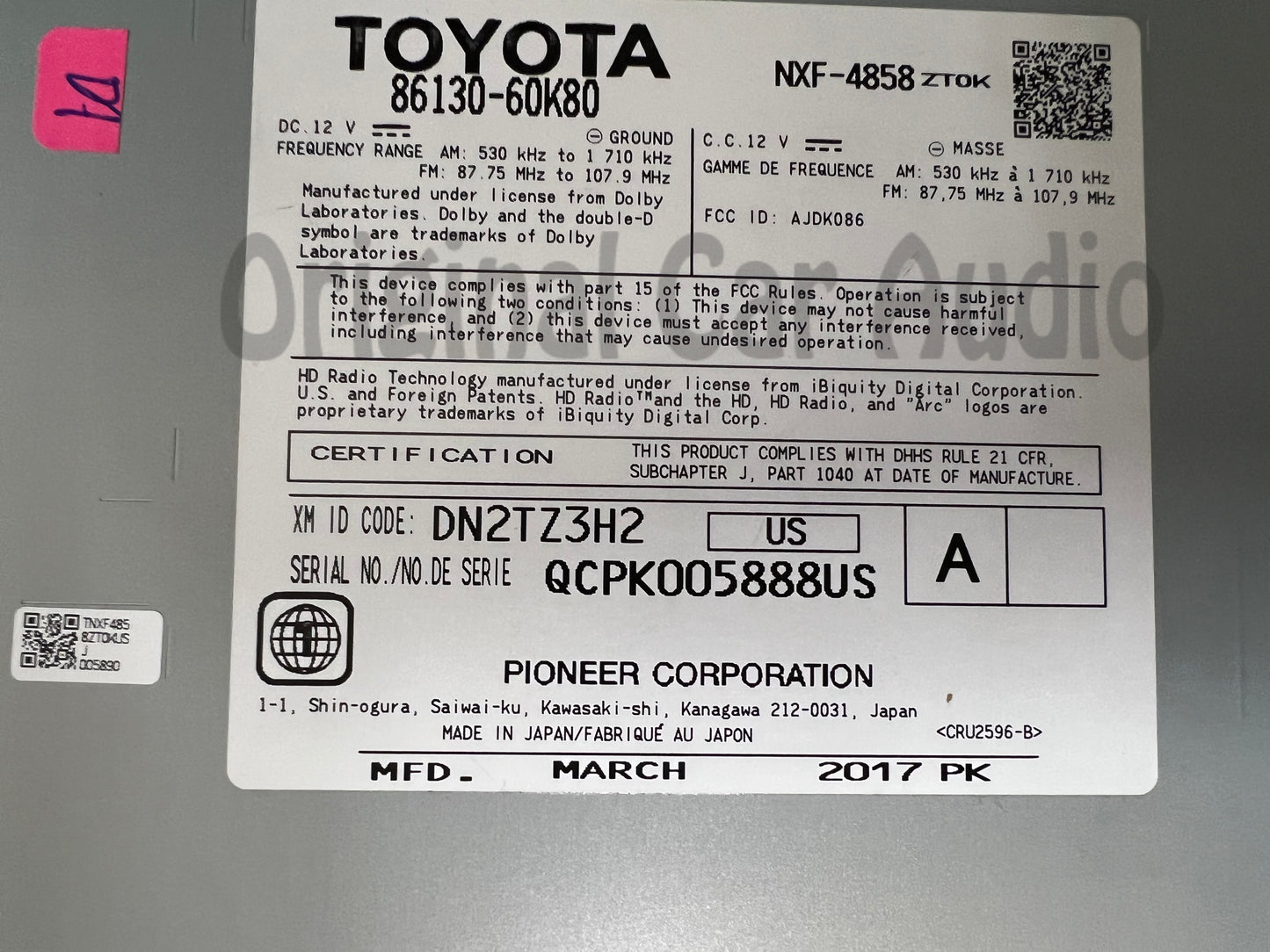 2015 - 2022 Refurbished  LEXUS LX570 LX600 OEM Mark Levinson Navigation Multi Media Radio Receiver