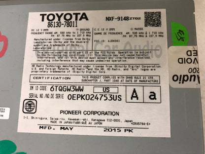2015 - 2017 Lexus NX200T NX300H OEM Gracenote Navigation Mulitmedia XM HD Radio CD Receiver