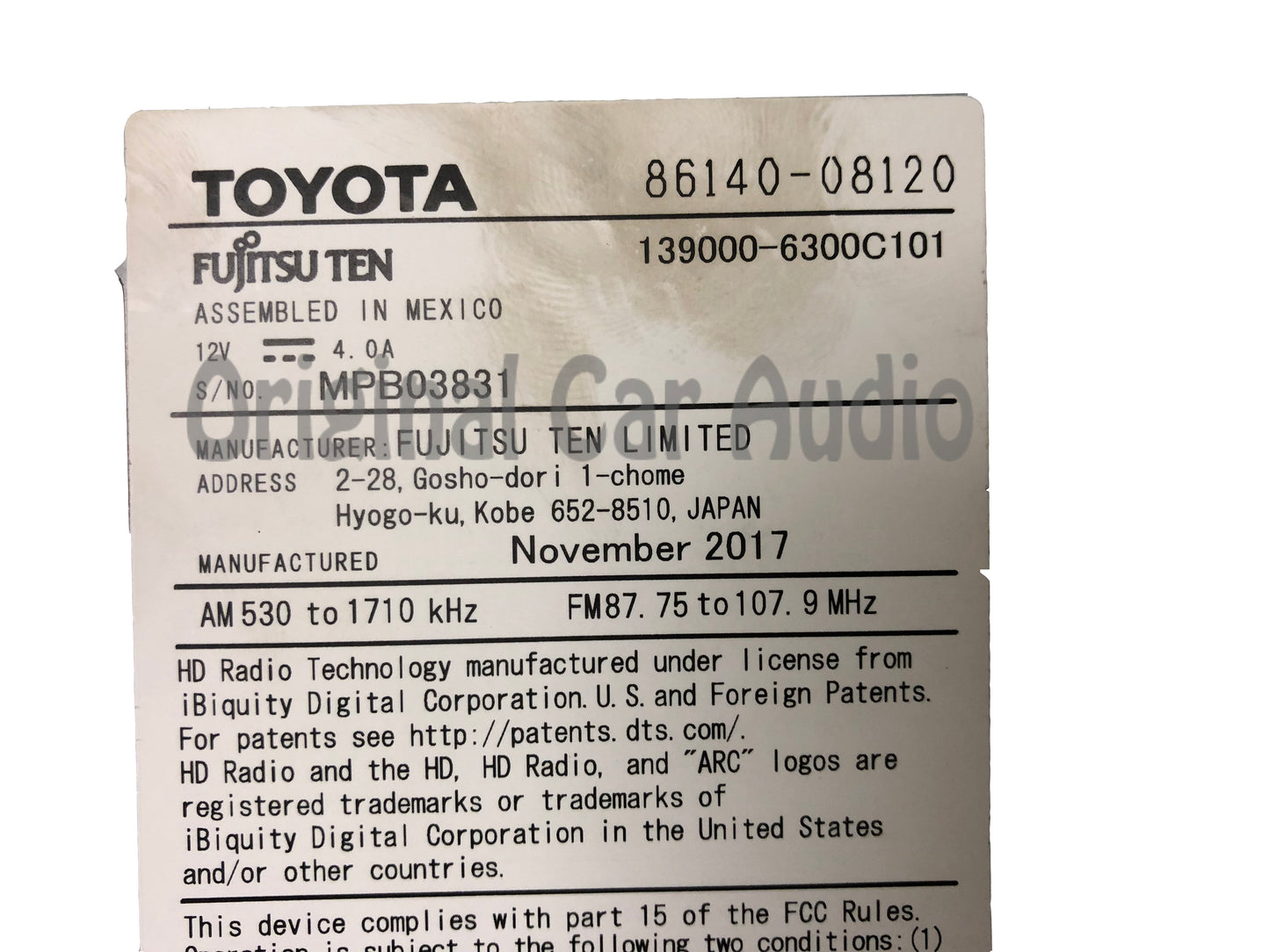 2018 - 2020 Toyota Sienna OEM Single CD AM FM Entune App Suite Bluetooth Radio Media Receiver
