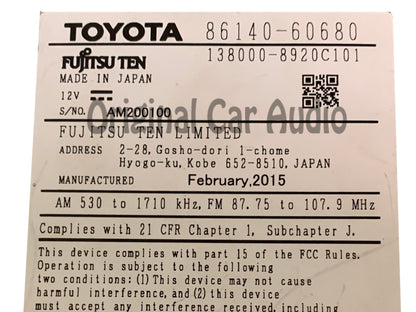 2014 - 2021 Lexus GX460 OEM Non-Navigation Multi Media Gracenote CD HD Radio Receiver