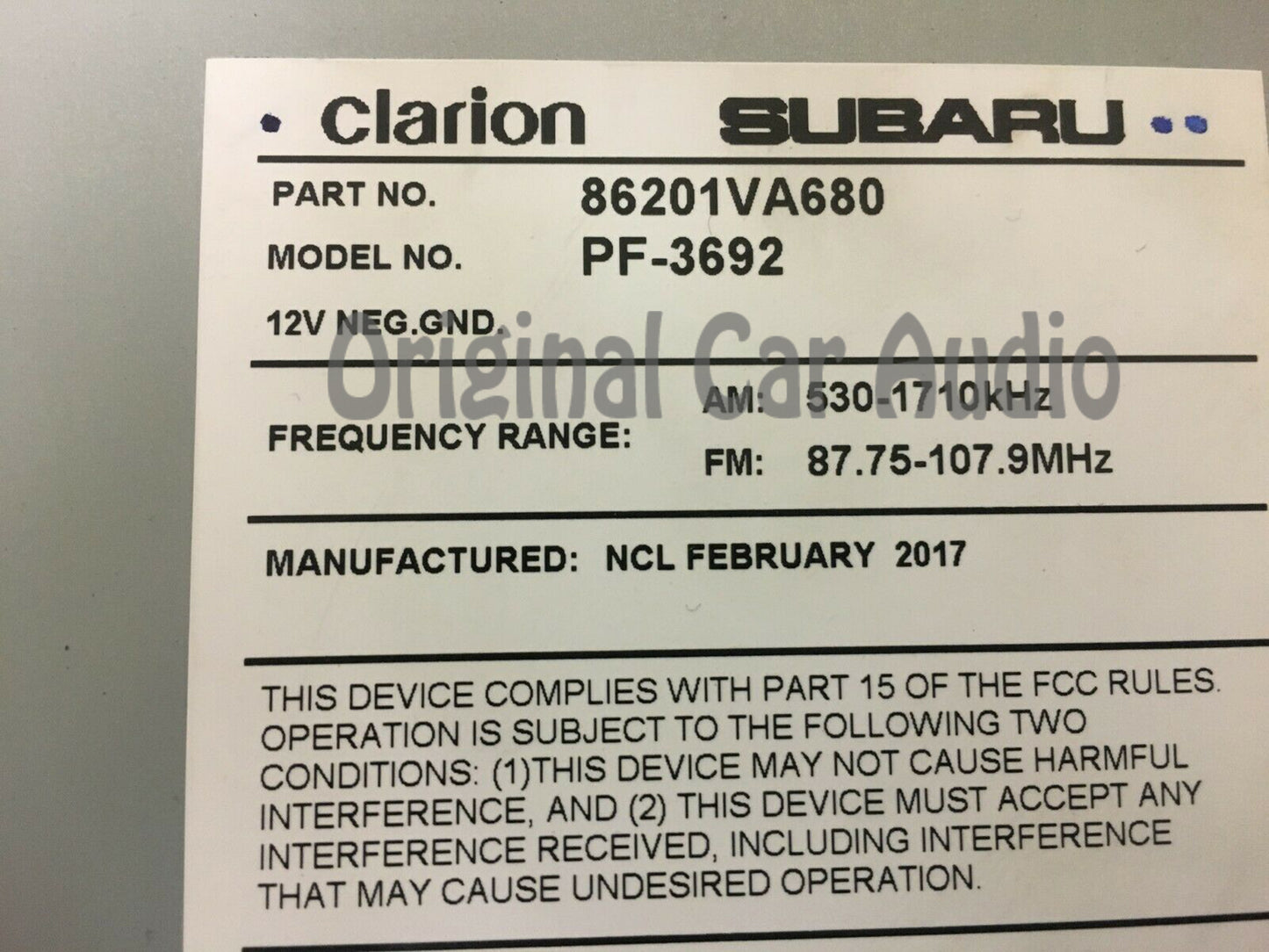 2015 - 2018 Subaru Impreza Crosstrek WRX STI OEM Starlink Single CD AM FM App Radio Media Receiver