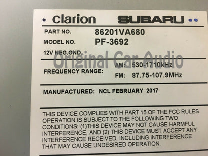 2015 - 2018 Subaru Impreza Crosstrek WRX STI OEM Starlink Single CD AM FM App Radio Media Receiver