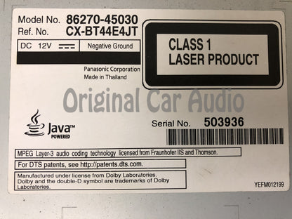 2015 - 2019 Toyota Sienna OEM Blu-Ray Disc DVD Video SD Card Receiver Player