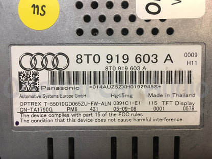 2009-2016 Audi MMI Information Screen A4 S4 A5 S5 Q5 SQ5 8T0 919 603 A