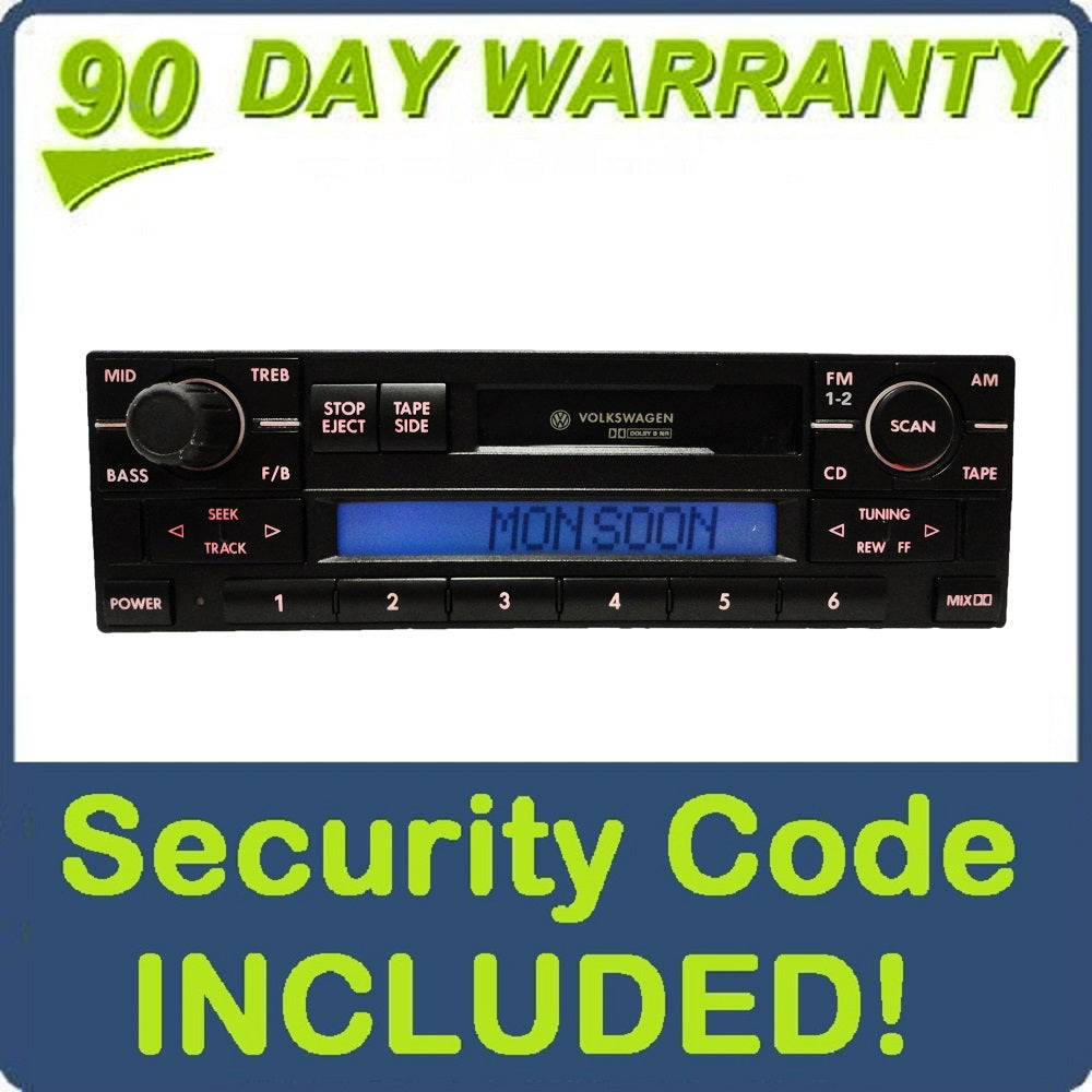 98 99 00 01 02 VW VOLKSWAGEN Golf GTI Jetta Passat Eurovan Cabrio Monsoon AM FM Radio Stereo Tape Cassette Player 1998 1999 2000 2001 2002