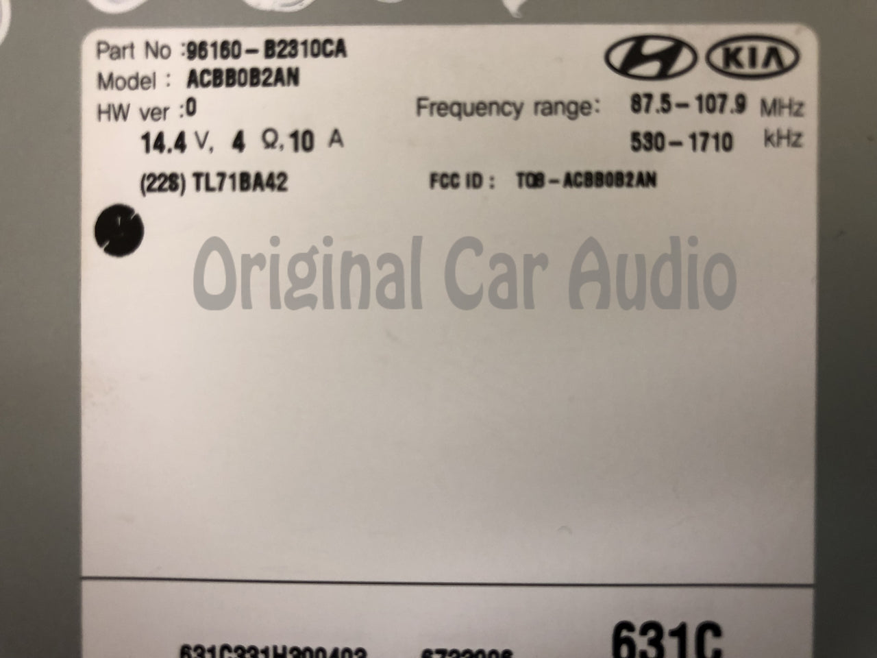 2017 - 2018 Kia Soul OEM UVO Touch Screen AM FM Bluetooth Media Radio Receiver