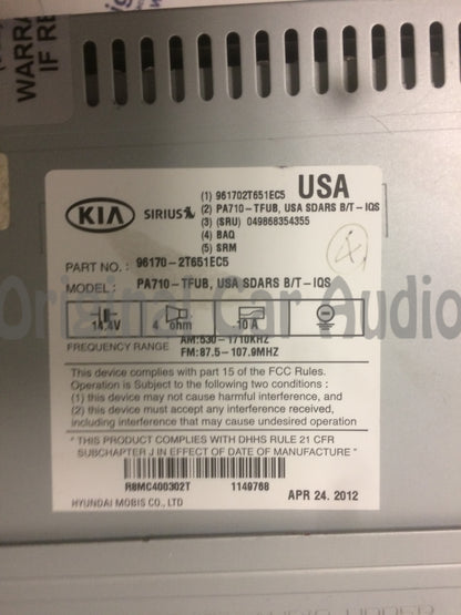 2011 - 2013 Kia Optima OEM Infinity Single CD AM FM MP3 SAT Radio DARK GREY