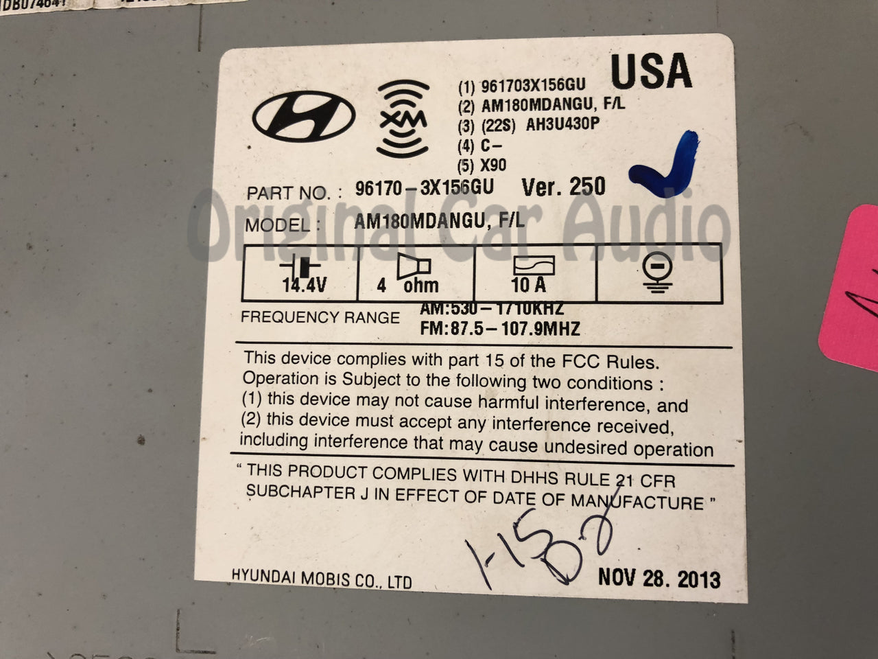 2011 - 2015 Hyundai Elantra OEM Single CD AM FM SAT MP3 Radio Receiver