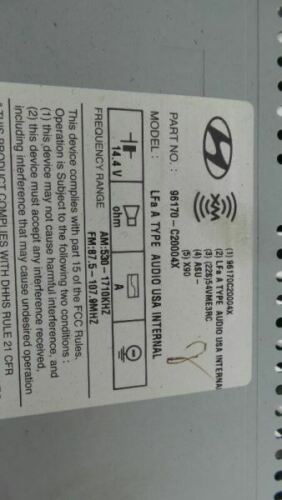 2015 HYUNDAI SONATA RADIO RECEIVER AM FM CD MP3 SATELLITE OEM
