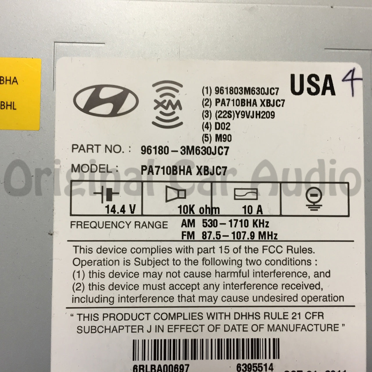 2011 - 2014 Hyundai OEM Radio Stereo MP3 XM Bluetooth CD Player Receiver