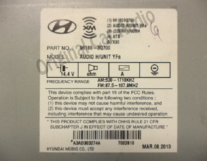 2013 - 2014 Hyundai Sonata OEM AM FM MP3 CD Player Satellite Radio Stereo Receiver