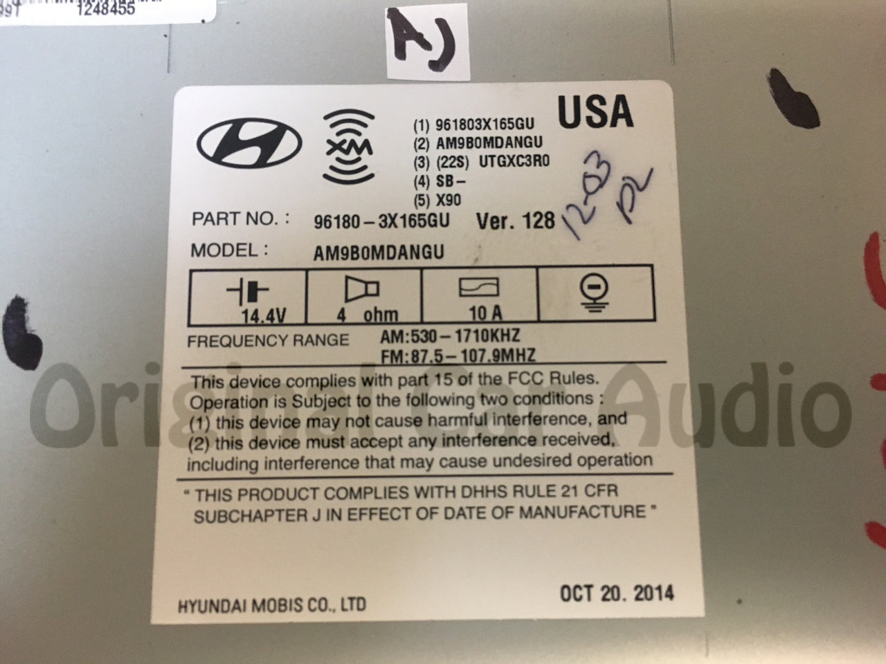 2014 2015 2016 Hyundai Elantra OEM AM FM MP3 Bluetooth Sat Radio Touch Screen