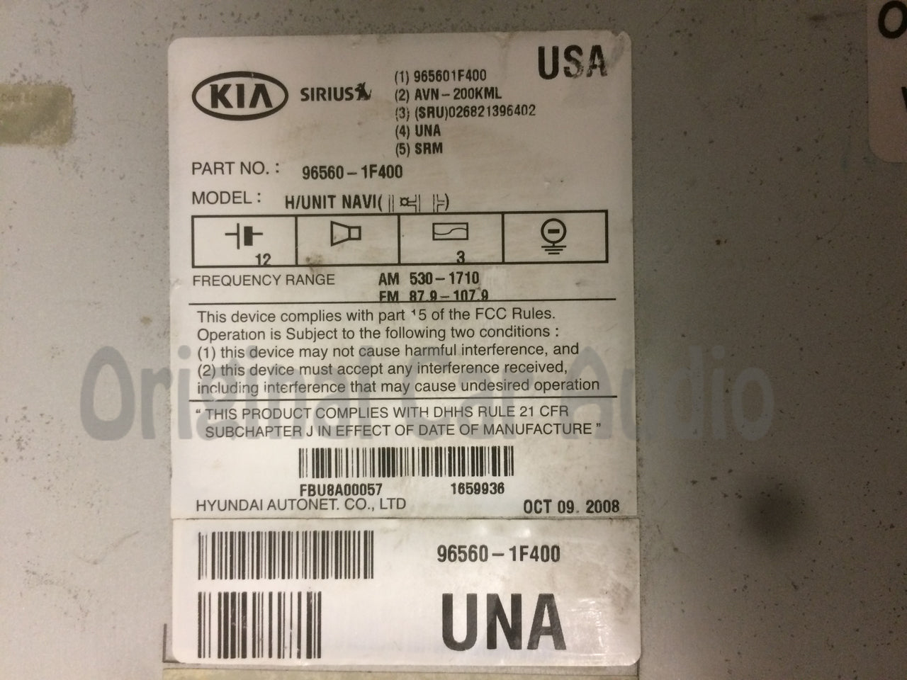 2006 - 2012 Kia Sportage OEM Sat Navigation Touch Screen Radio Receiver