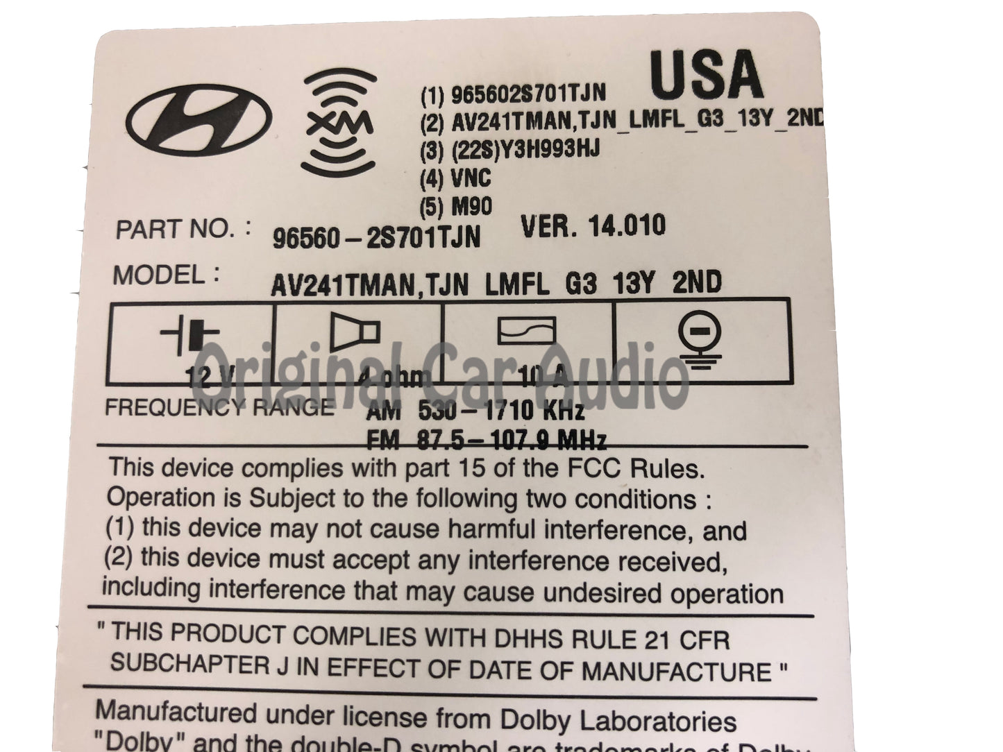 2014 - 2015 Hyundai Tucson OEM BlueLink Touch Screen Navigation Bluetooth Multi Media HD Radio Receiver