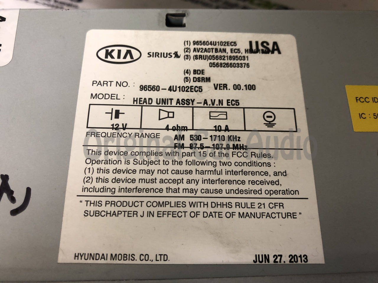 2011 - 2013 Kia Optima OEM Touch Screen Navigation Radio Media Receiver GREY