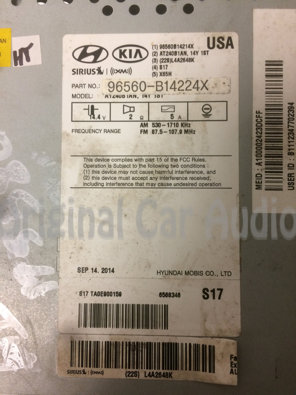 2014 - 2016 Hyundai Genesis OEM Singe CD AM FM SAT Radio Navigation Receiver