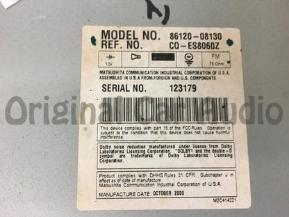 Toyota Tundra T JBL Radio Tape and 6 Disc CD Changer 86120-08130 2000-2003