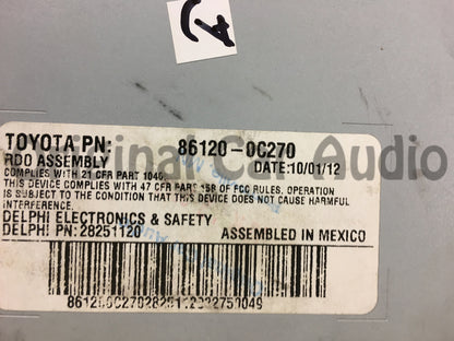Toyota Sequoia Tundra Radio CD Player 86120-0C270 07 08 09 10