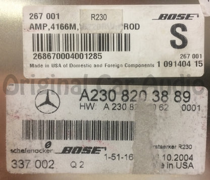 2005 2006 2007 2008 Mercedes SL Class Bose Amplifier A230 820 38 89