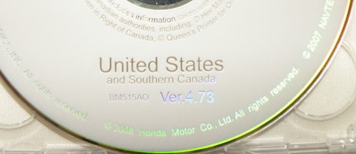 Acura Honda Satellite Navigation System GPS DVD Drive Disc BM515AO Ver. 4.73