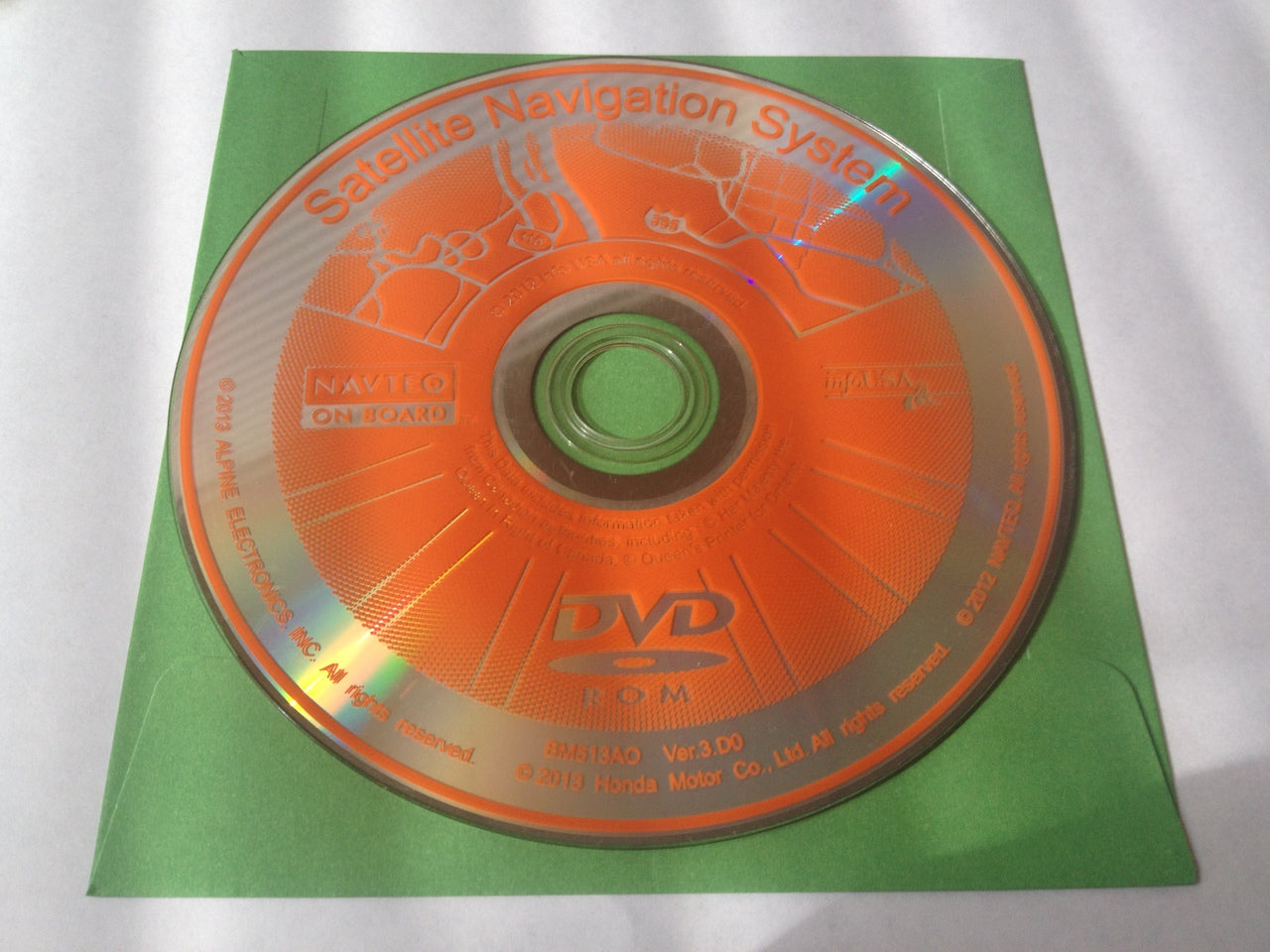 Acura Honda Satellite Navigation System GPS DVD Drive Disc BM513AO Ver. 3.D0