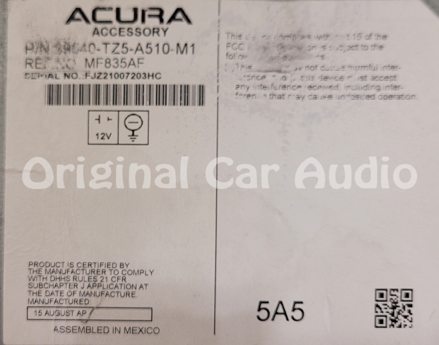 2016 - 2017 Acura MDX OEM Single CD AM FM Touch Screen Media Radio Receiver