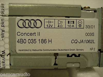 New 1998 1999 2000 2001 2002 2003 2004 2005 Audi S4 S6 A4 A6 TT 1.8T Concert II CD Player Radio