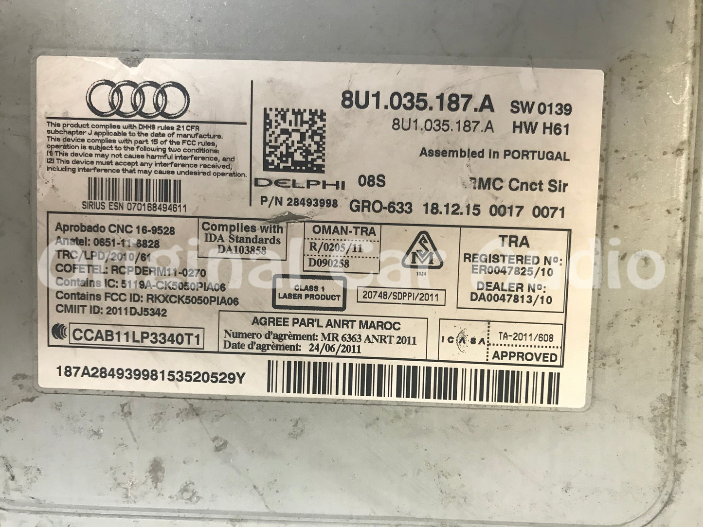 2014 - 2016 Audi Q3 Quattro OEM Factory Navigation Multimedia AM FM Radio Single SD Sim Card CD Player BLEMISHED