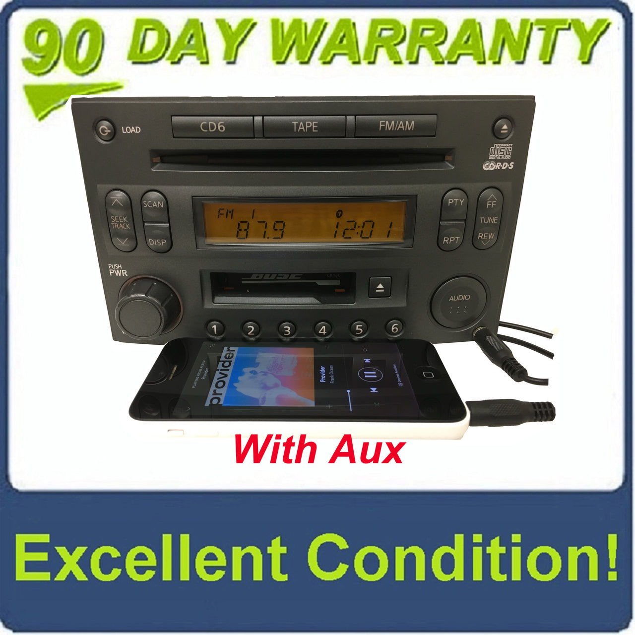 Nissan 350Z BOSE Radio Tape Stereo 6 Disc Changer MP3 CD Player CR160 ADDED AUX