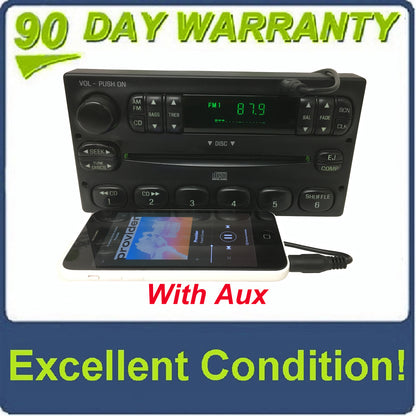 1998 - 2005 Ford Lincoln Mercury  Radio Single CD Player WITH ADDED AUX